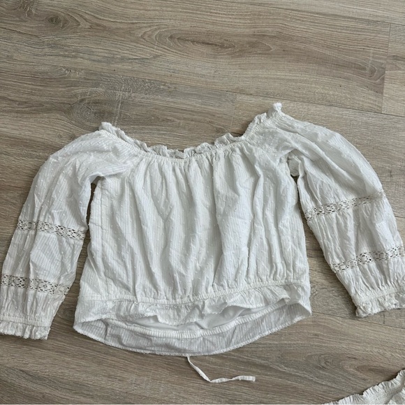 lauren conrad white Swiss dot midi skirt and cropped blouse set - Picture 3 of 11